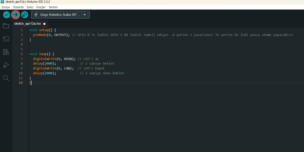 Suibo Arduino Yazılım Yapılandırması 
